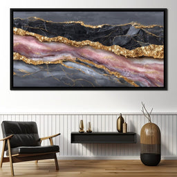 Gilded Onyx Rose Quartz Flow - NicheCanvas