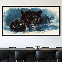 Panther's Luminous Gaze - NicheCanvas