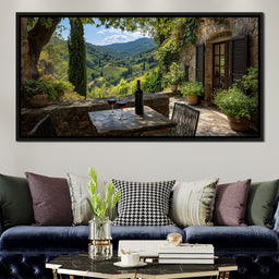 Sunlit Tuscan Vineyard Terrace - NicheCanvas