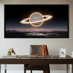 Luminous Saturn Over Alien Sea - NicheCanvas