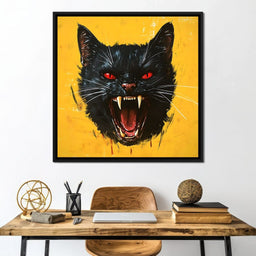 Feline Fury Against Yellow - NicheCanvas