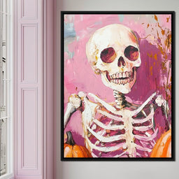 Pink Grin Skeleton Harvest - NicheCanvas