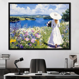 Summer Stroll by the Lake - NicheCanvas