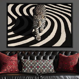 Leopard in Monochrome Swirls - NicheCanvas