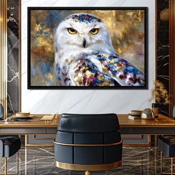 Golden Snow Owl Portrait - NicheCanvas