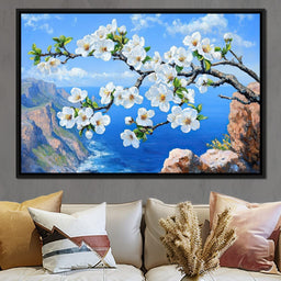 Blossoms Over Ocean Horizon - NicheCanvas