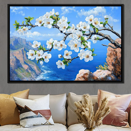 Blossoms Over Ocean Horizon Canvas Print