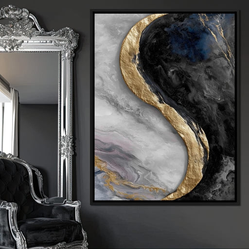 Gilded Moonstone Abstract Flow Canvas Print