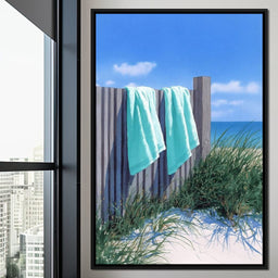 Coastal Towels On Dune Fence - NicheCanvas