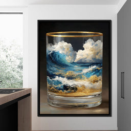 Ocean Storm Tumbler Gold Rim - NicheCanvas