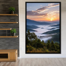 Sunrise Over Misty Mountains - NicheCanvas