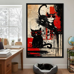 Cool Cats Red Shades Duo - NicheCanvas