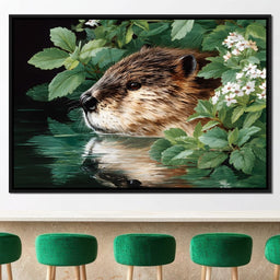 Beaver Reflection by the Lake - NicheCanvas