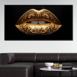 Golden Lips Elegance Illumination - NicheCanvas