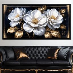 Gilded Petals On A Midnight Stage - NicheCanvas