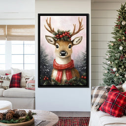 Holiday Reindeer Berries Cheer - NicheCanvas