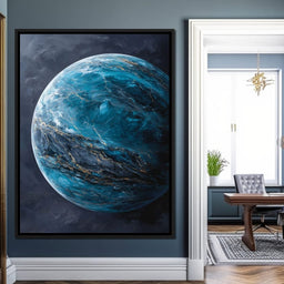 Celestial Ocean Planet Gold Veins - NicheCanvas