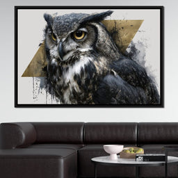 Golden Eyed Owl Portrait - NicheCanvas