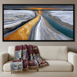 Gold River Under A Pewter Sky - TooplesArt - NicheCanvas