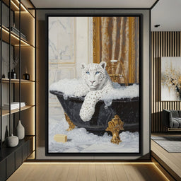 Majestic Snow Leopard Soak in Luxury - NicheCanvas