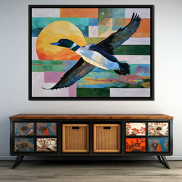 Flying Loon Over Golden Sun - NicheCanvas
