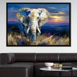 Gilded Blue Elephant Dawn - Neal Hackett - NicheCanvas
