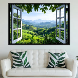 Open Window Over Terraced Valleys - NicheCanvas
