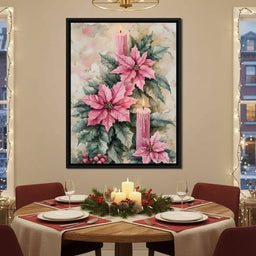 Festive Poinsettia Candle Glow - NicheCanvas