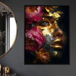 Golden Petal Portrait Radiance - NicheCanvas