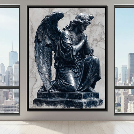 Midnight Marble Angel Prayer Canvas Print