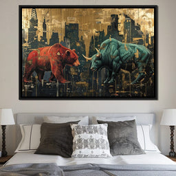 Stock Market Bear & Bull Clash - NicheCanvas