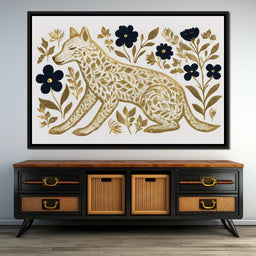 Golden Fox Botanical Night - NicheCanvas