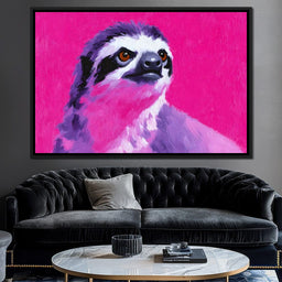 Vivid Magenta Sloth Portrait - NicheCanvas