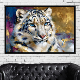 Golden Snow Leopard Portrait - NicheCanvas