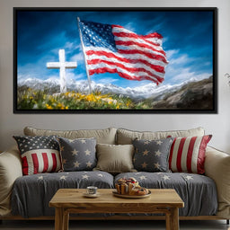 Majestic Peaks and Patriotism - NicheCanvas