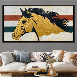 Golden Stallion Portrait - NicheCanvas