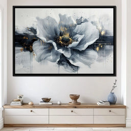 Golden Flecks on Monochrome Petals - NicheCanvas