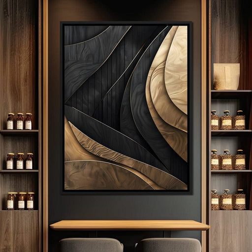 Grey and Gold Wooden Waves 004 - Johanjjf Canvas Print