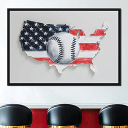 Patriotic Baseball USA Map Tribute - NicheCanvas
