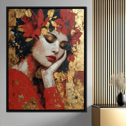 Golden Petals Dreaming Beauty - NicheCanvas