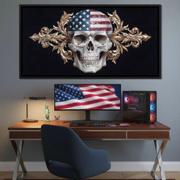 Patriotic Skull Baroque Fusion - NicheCanvas