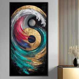 Golden Yin Yang Ocean Surge - NicheCanvas