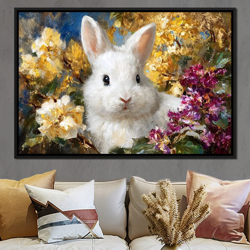 White Bunny Garden Bouquet - Neal Hackett Canvas Print
