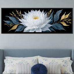 White Lotus Gold Night Garden - NicheCanvas