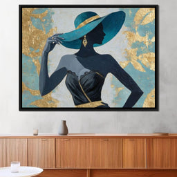 Golden Teal Elegance Lady - NicheCanvas