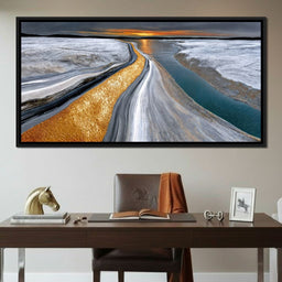 Gold River Under A Pewter Sky - TooplesArt - NicheCanvas