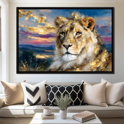 Golden Lioness Sunset Majesty - NicheCanvas