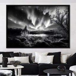 Monochrome Celestial Night's Embrace - NicheCanvas