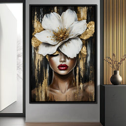 White Petals Golden Dreams - NicheCanvas