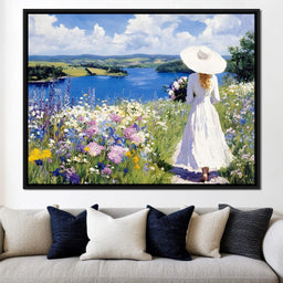 Summer Stroll by the Lake - NicheCanvas